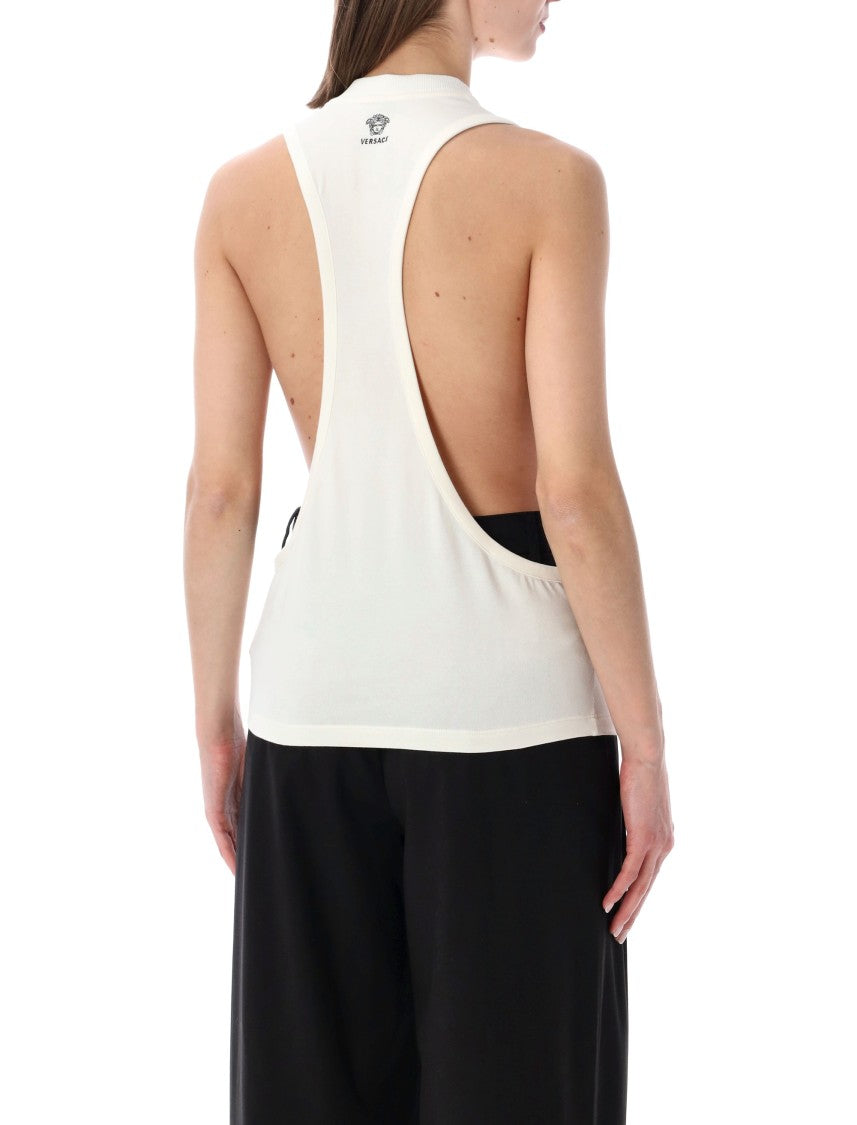 Versace Cotton Stretch Scoop Cutout Body Top