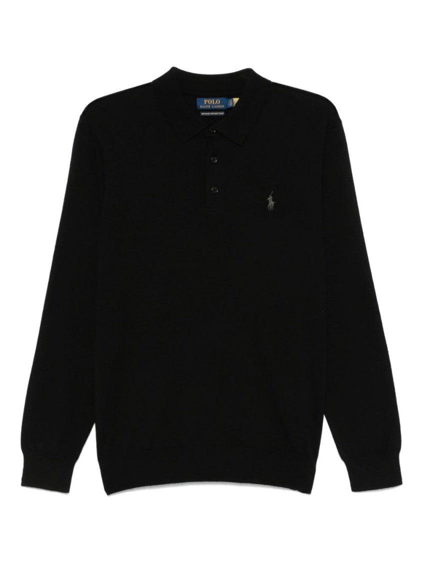 Polo Ralph Lauren Long-Sleeved Knit Polo Sweater In Combed Wool