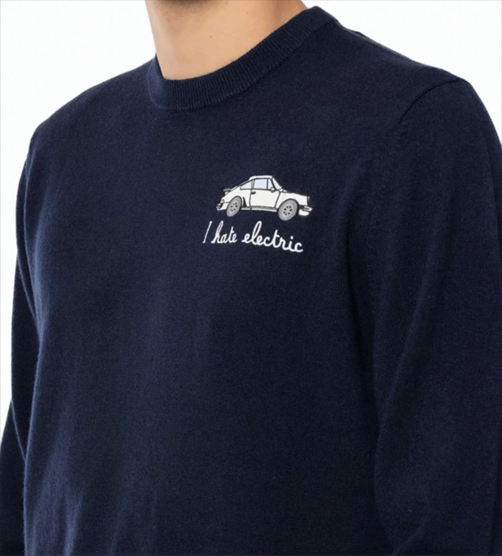 Mc2 Saint Barth Crew Neck Wool-Cashmere Blend Sweater With Embroidered Design