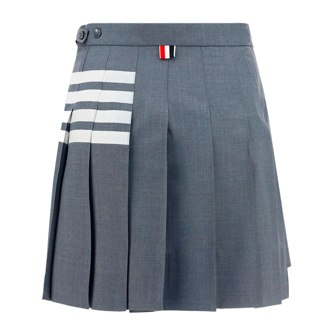 Thom Browne Structured Pleated Skirt With Bold Stripe Accents