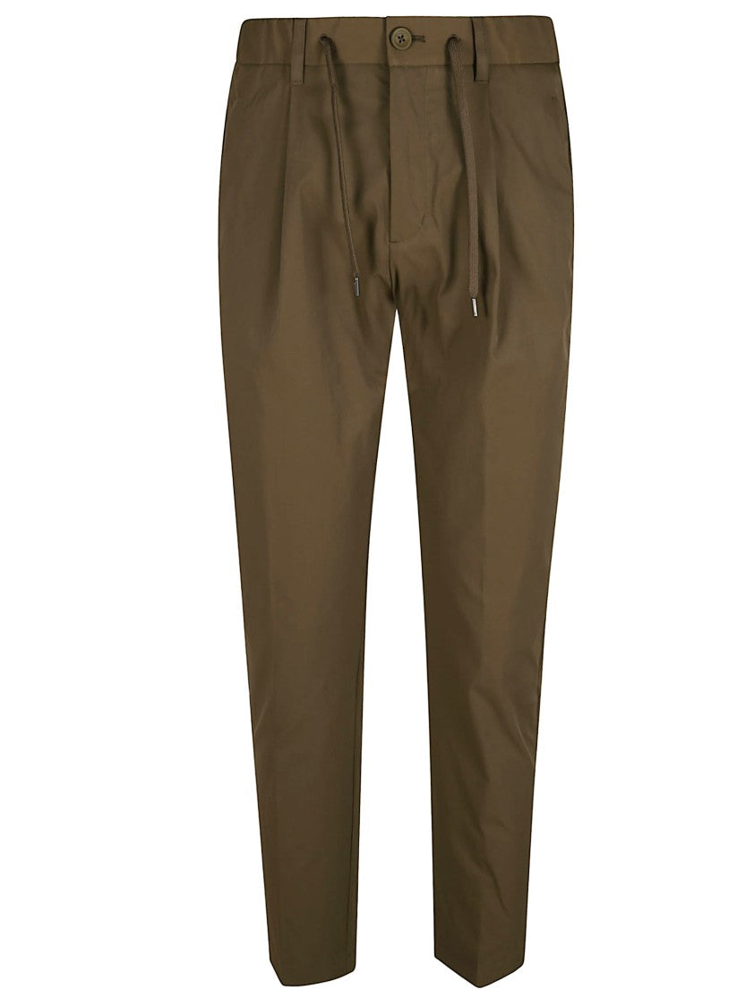 Herno Regular Fit Green Trousers With Elasticated Waist And Practical Pockets