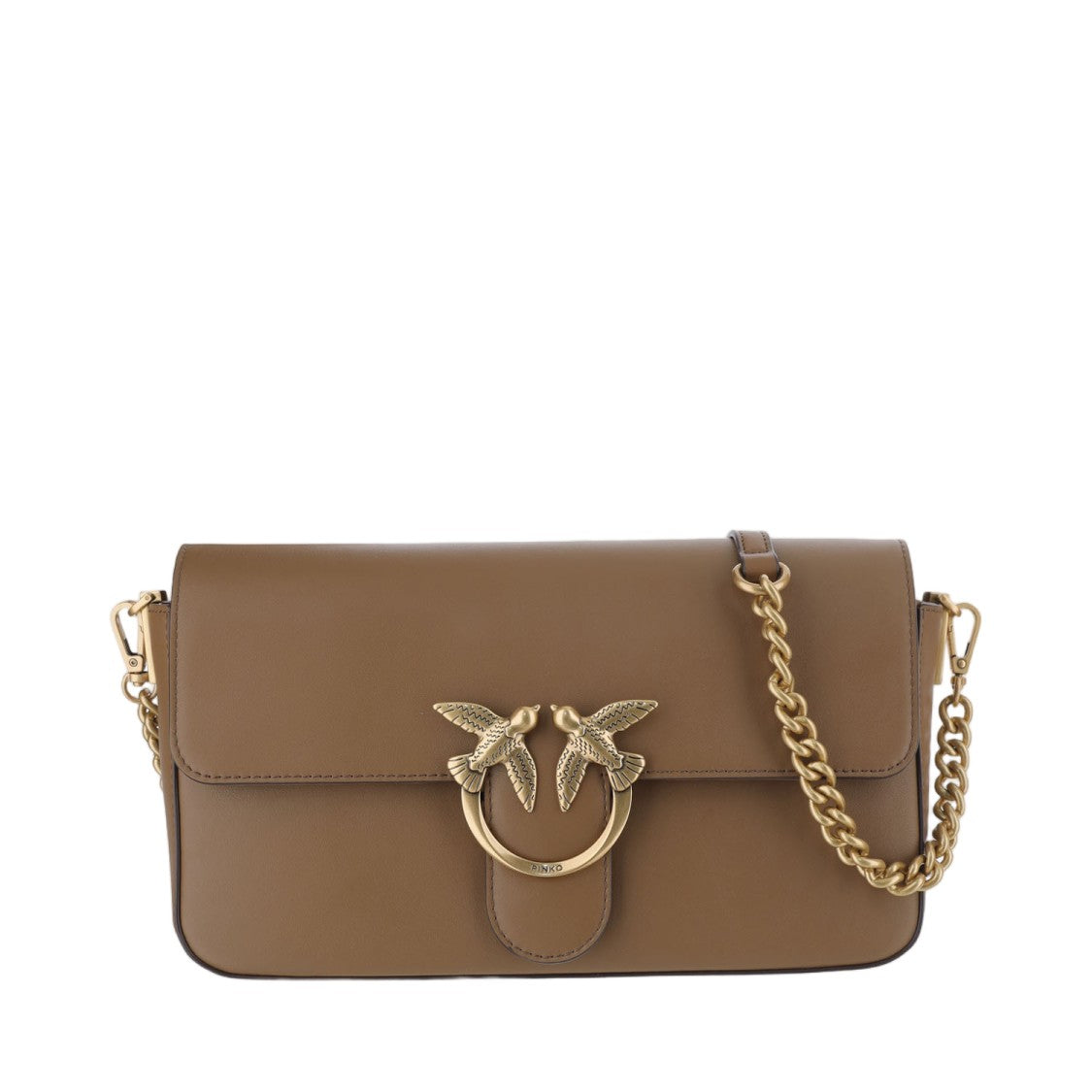 Pinko Brown Leather Logo Cross-Body Bag