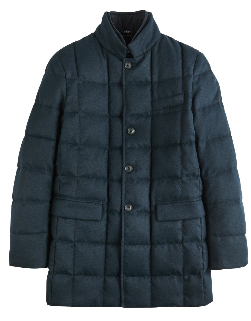 Fay Navy Blue Reversible Concealed Fastening Funnel-Neck Down Jacket
