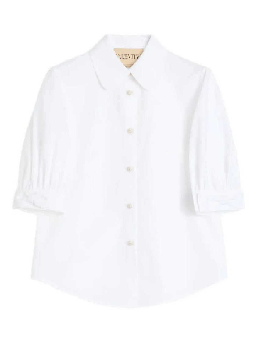 Valentino Tailored White Cotton Shirt With Puffed Sleeves