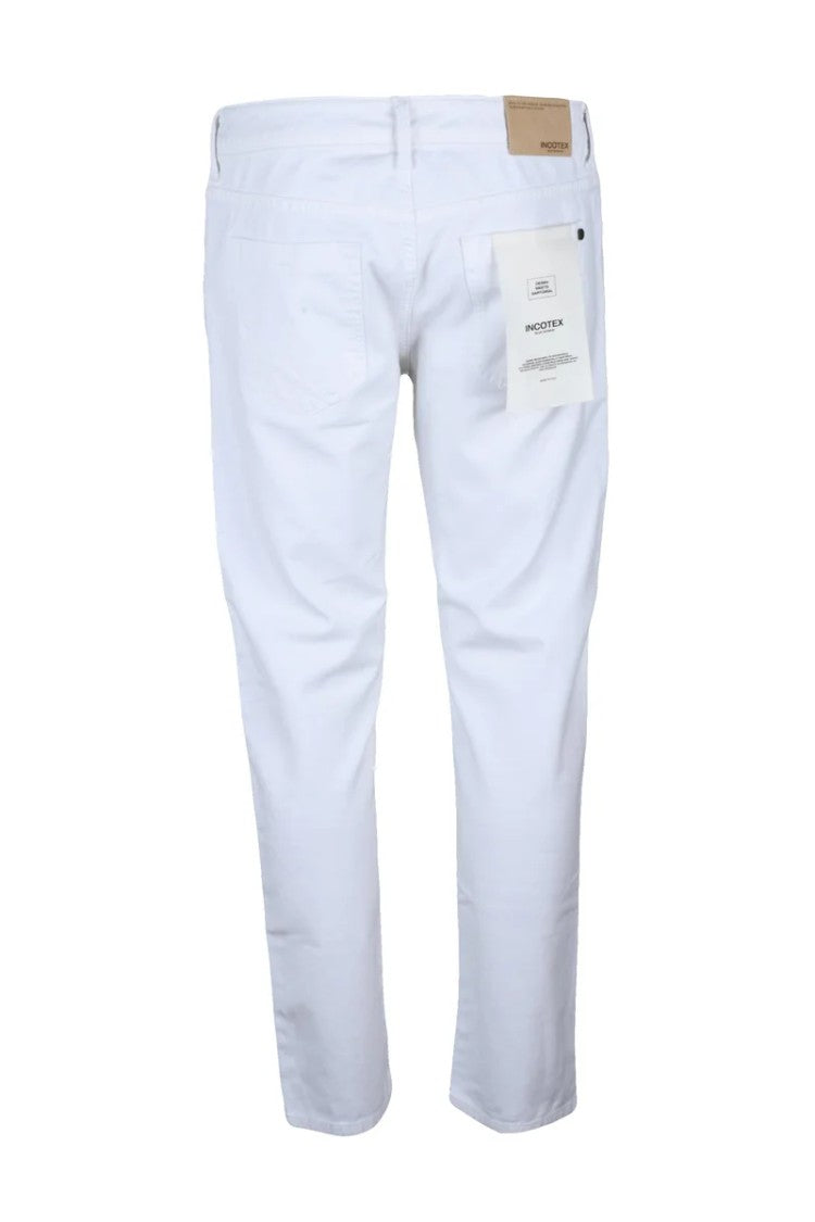 Incotex White Cotton Linen Jeans
