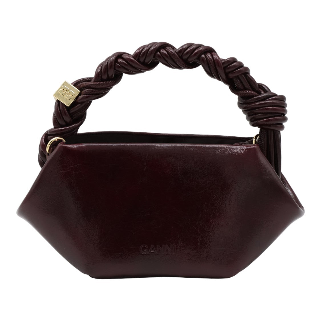 Ganni Geometric Twisted Handle Glossy Handbag