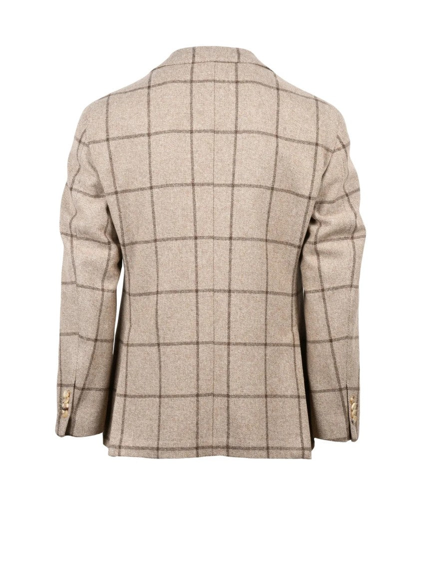 Luigi Bianchi Rounded Virgin Wool And Cashmere Jacket With Notch Lapel