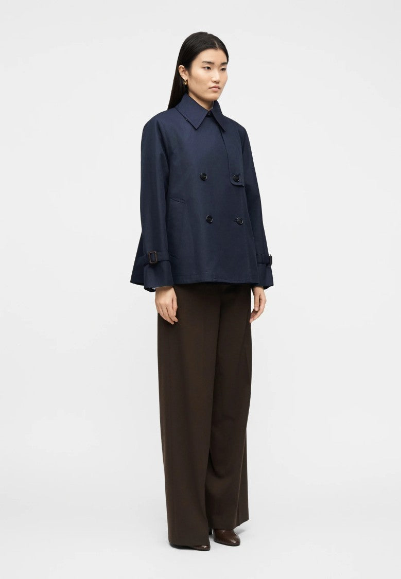 Max Mara Navy Blue Cotton Blend Rain Jacket