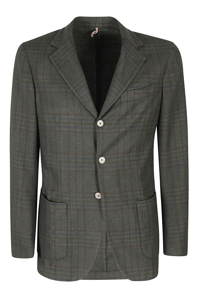Santaniello Wool Blazer With Three Buttons And Patch Pockets