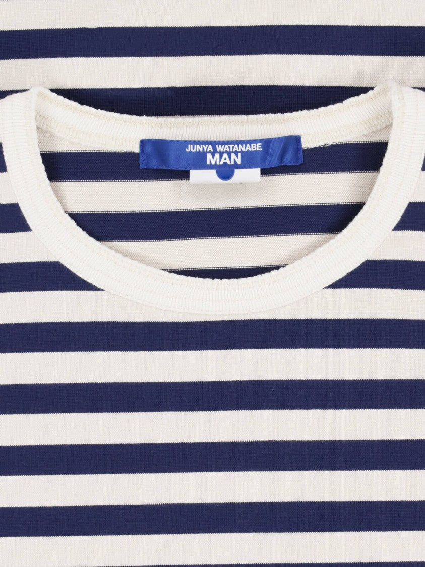 Junya Watanabe Navy And White Striped Cotton Knit Sweater