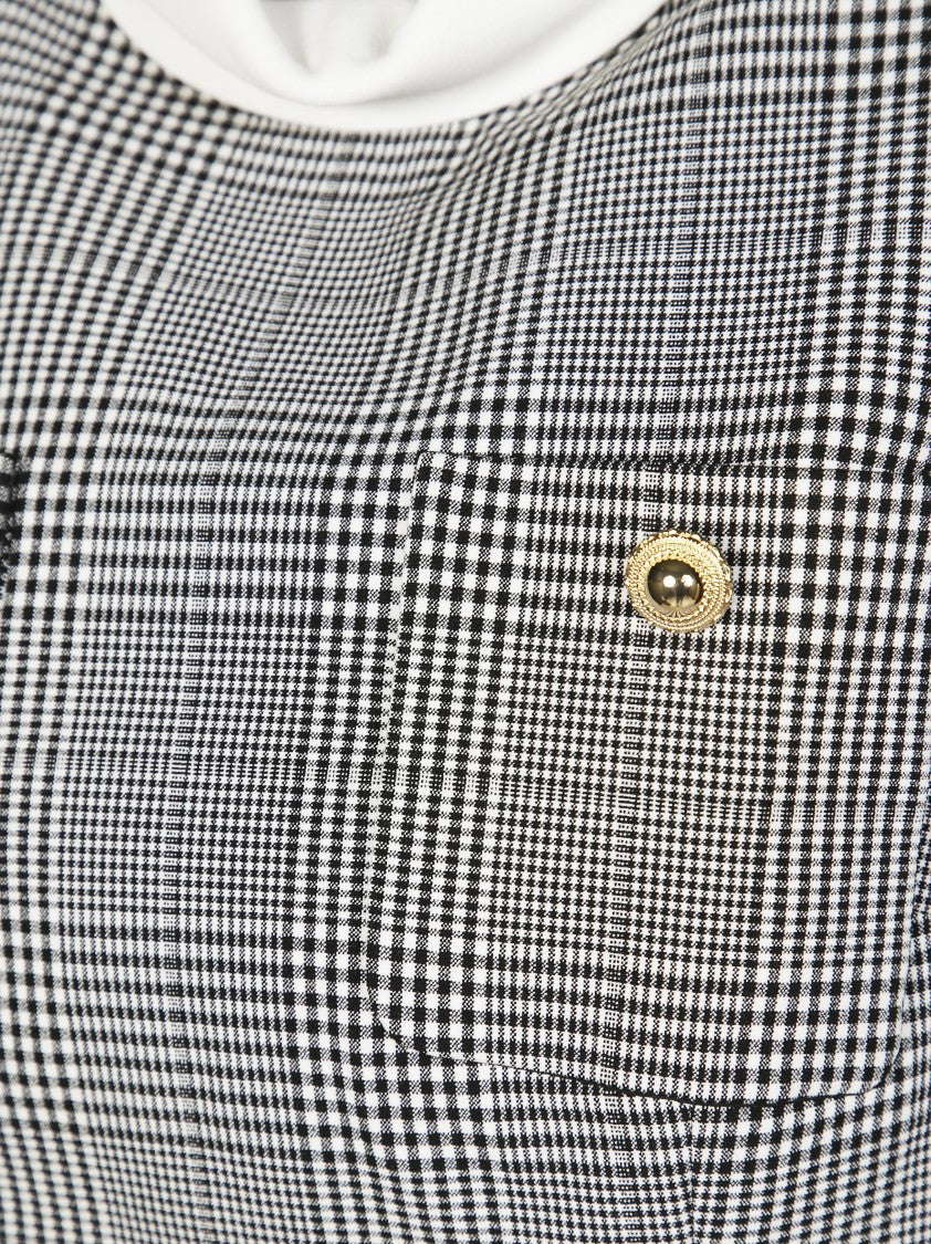 Self-Portrait Checkered Mini Dress With High Collar