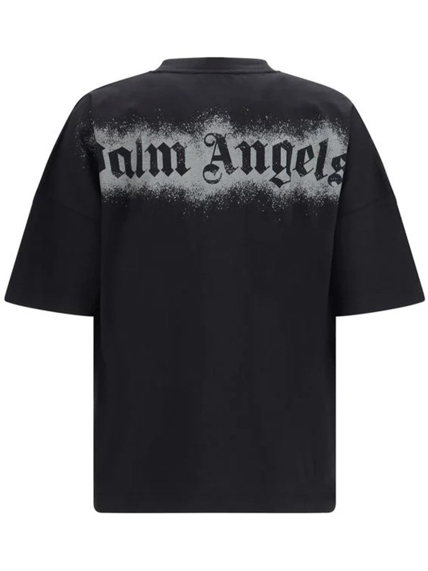 Palm Angels Black Spray Bear Over Cotton T-Shirt