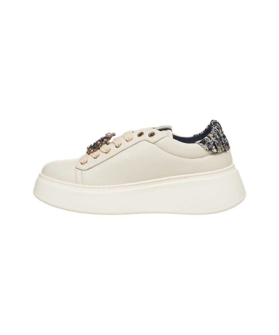 Gio+ Smooth Leather Sneakers With Distinctive Plateau Sole