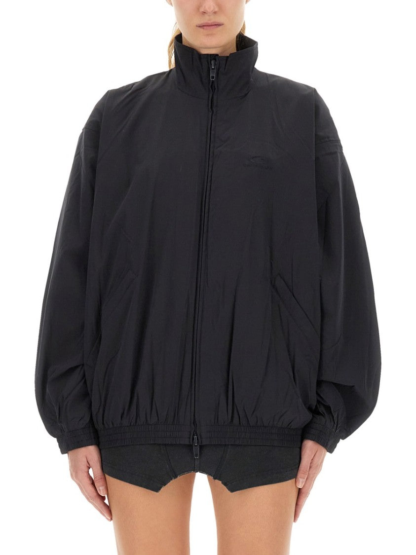 Balenciaga Oversized Jacket With High Collar And Front Zip Closure