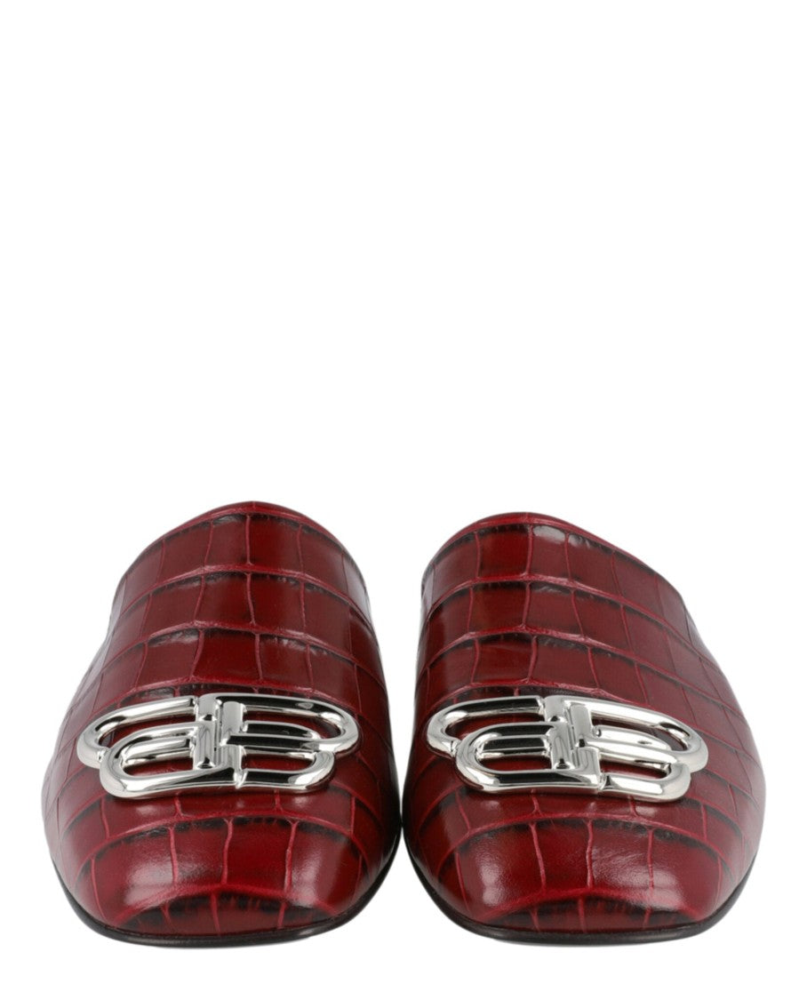 Balenciaga Croc Embossed Leather Cosy Bb Mule
