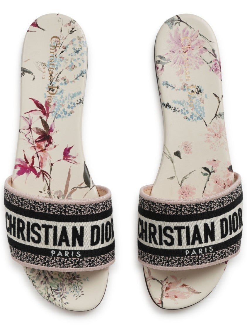 Dior Floral Dway Cotton Strap Sandals