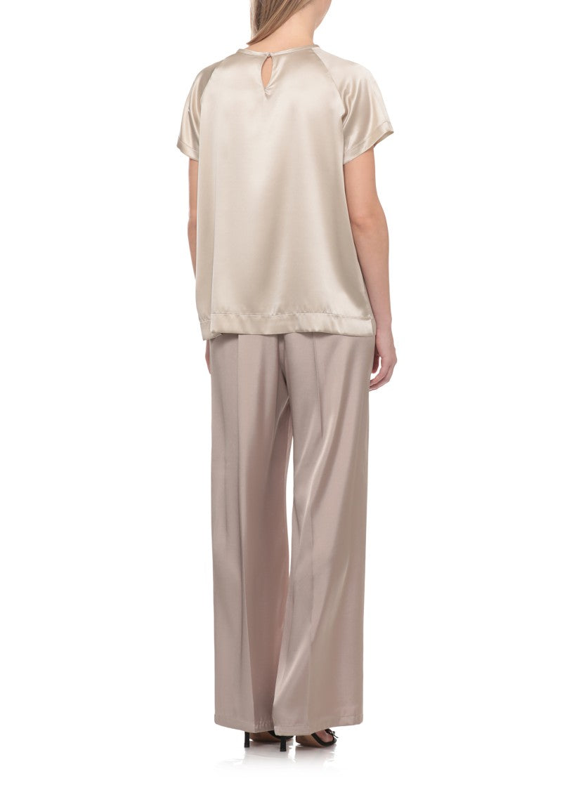 Panicale Ivory Silk Short Sleeve Blouse