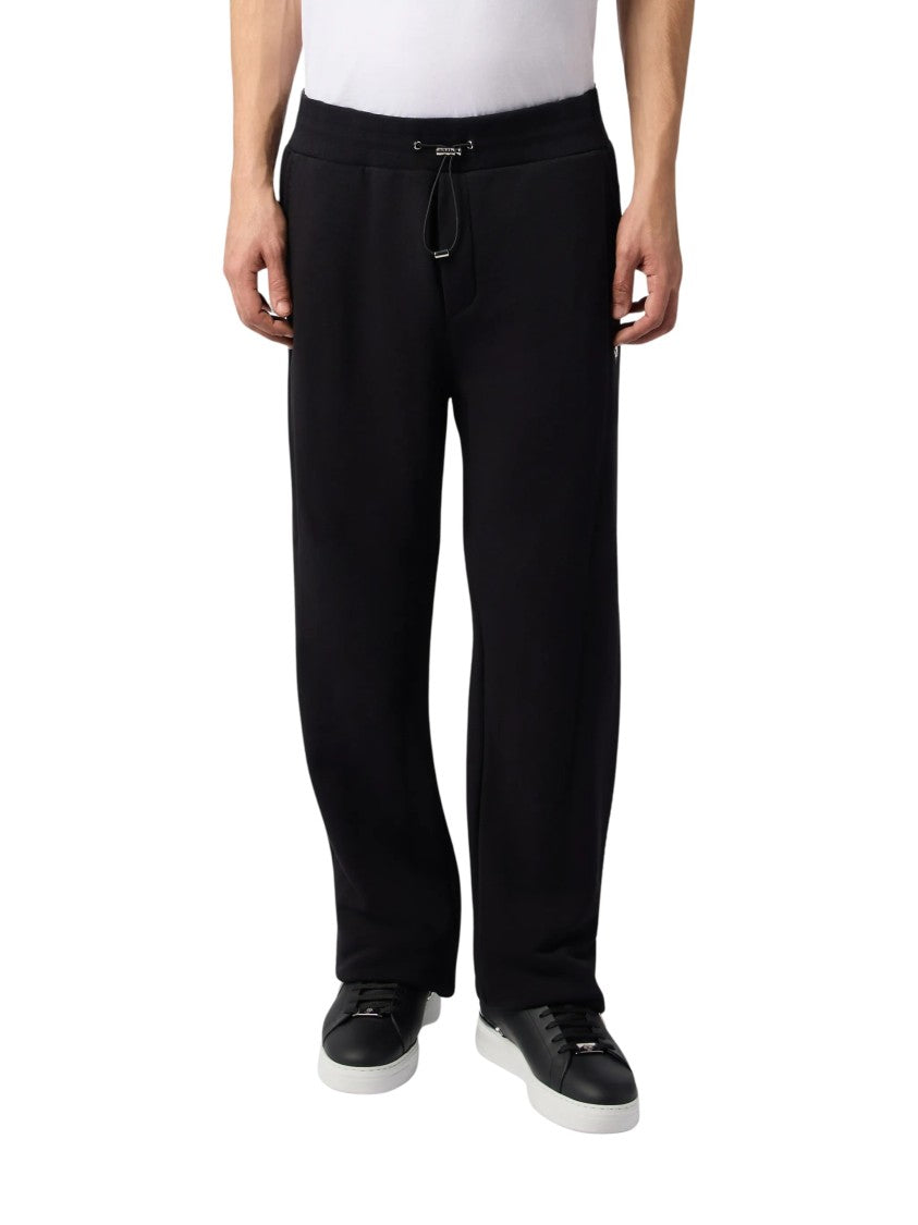 Philipp Plein Black Jersey Tracksuit Pants With Flared Hem