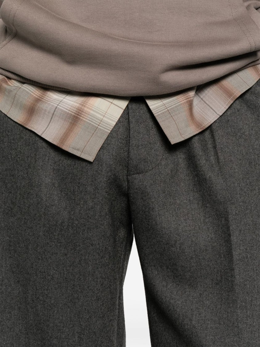 Drôle De Monsieur Relaxed-Fit Flannel Trousers With Elasticated Waistband