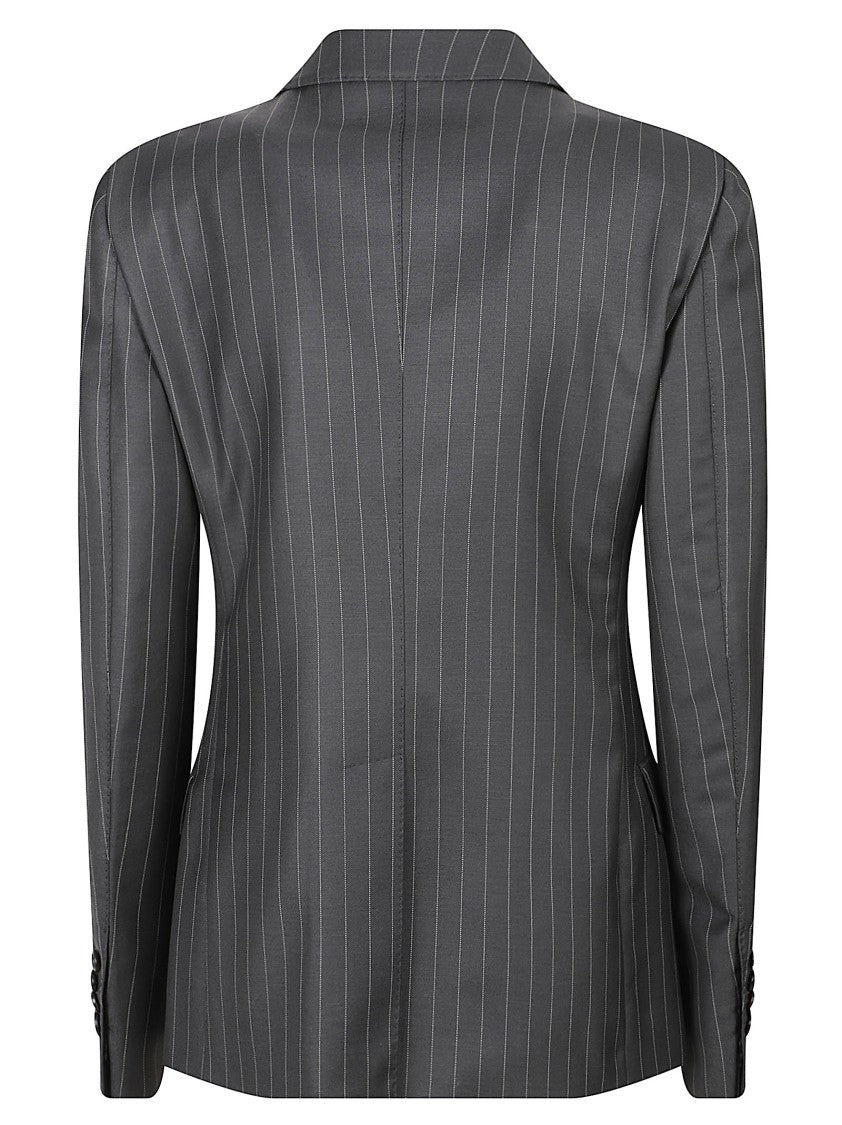 Tom Ford Tailored Grey Pinstripe Jacket With Notched Lapel