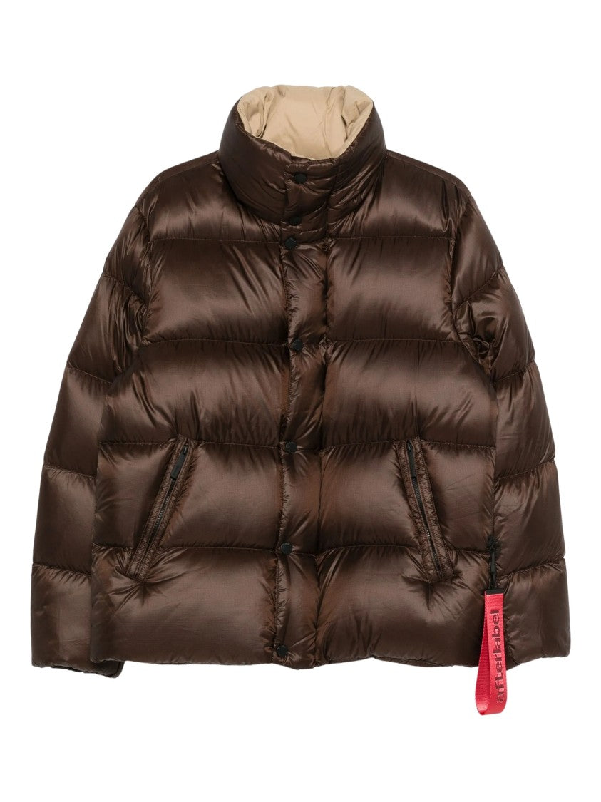 After Label Brown High-Neck Quilted Down Jacket