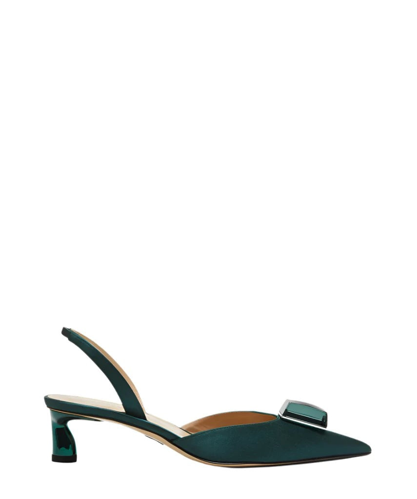 Paul Andrew Point Cube 40 Satin Slingbacks