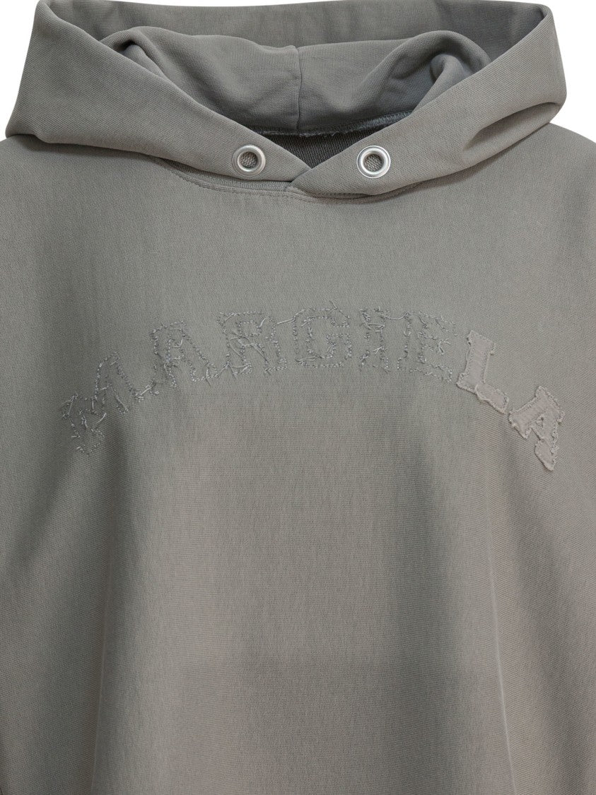 Maison Margiela Cropped Cotton Hoodie With Tonal Embroidery