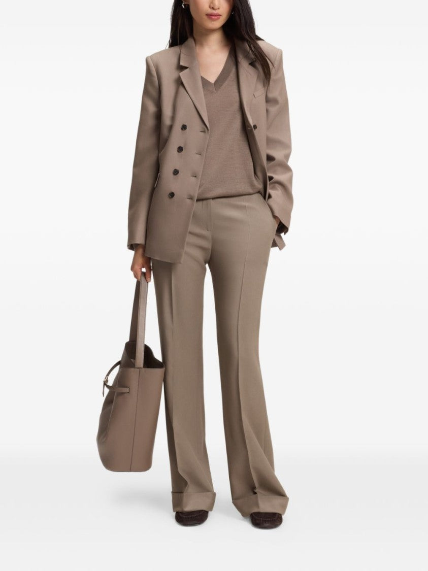 Boss Brown Tailored Straight-Leg Formal Pants