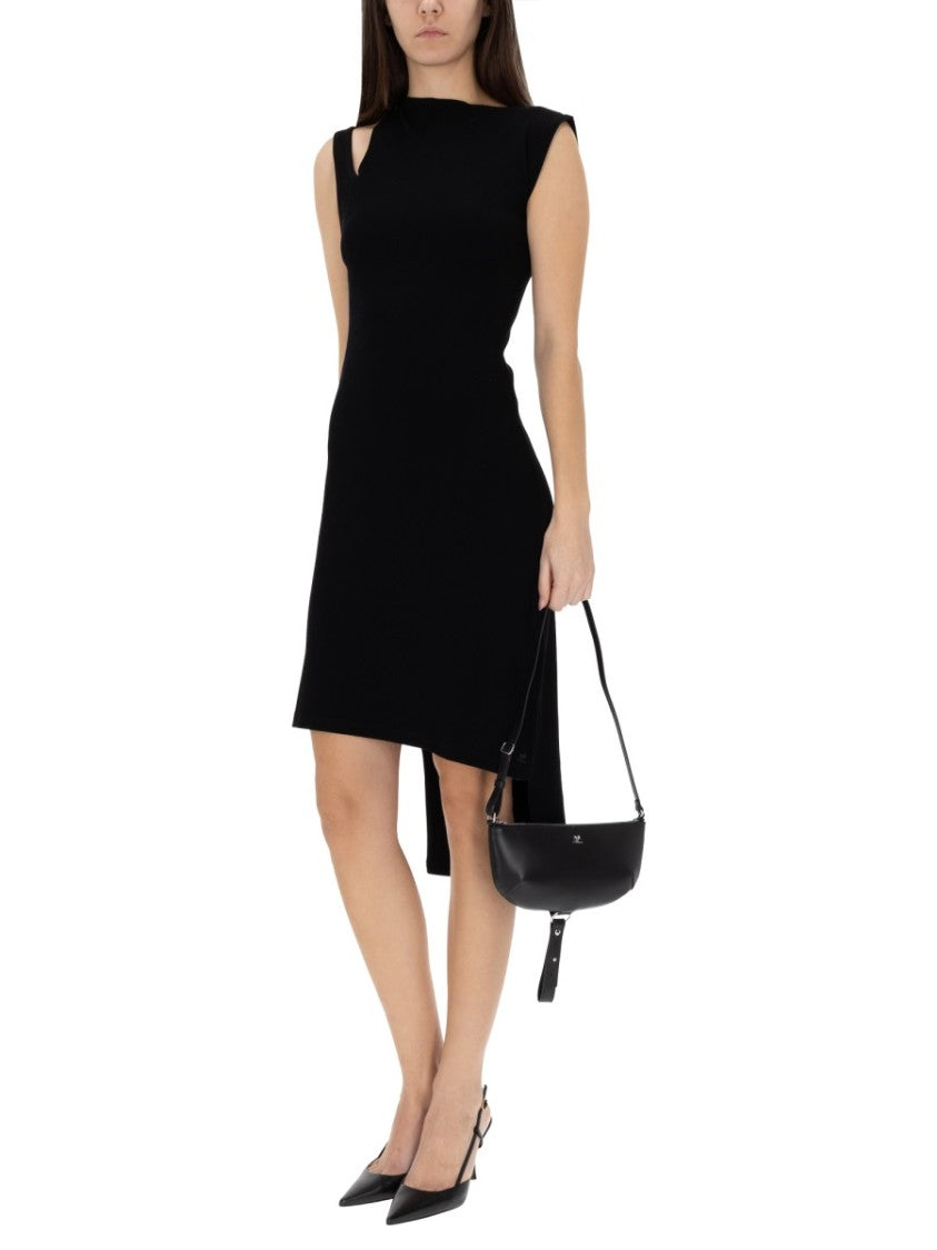 Courrèges Neutrals Ribbed Oblique Asymmetrical Dress