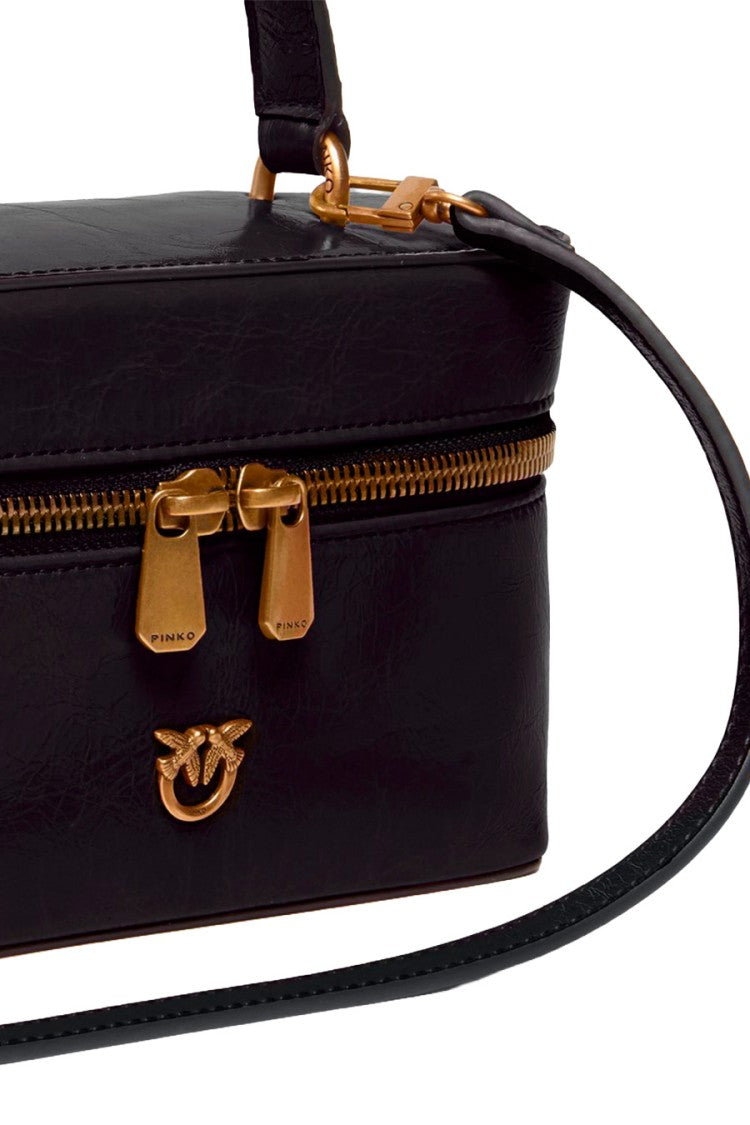 Pinko Black Leather Box Top-Handle Bag