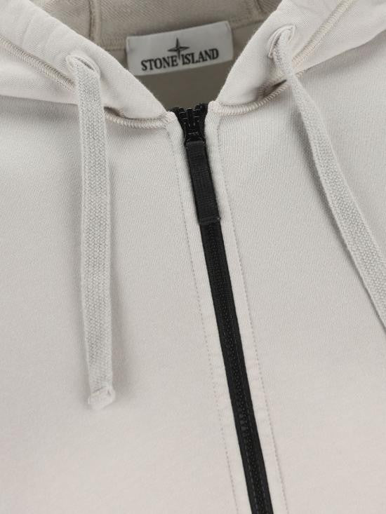 Stone Island Organic Cotton Fleece Zip-Up Hoodie With Distinctive Sleeve Patch