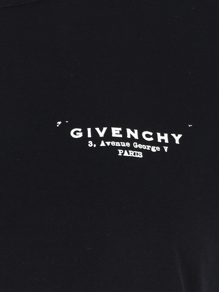 Givenchy Black Cotton T-Shirt With Contrasting Logo Prints