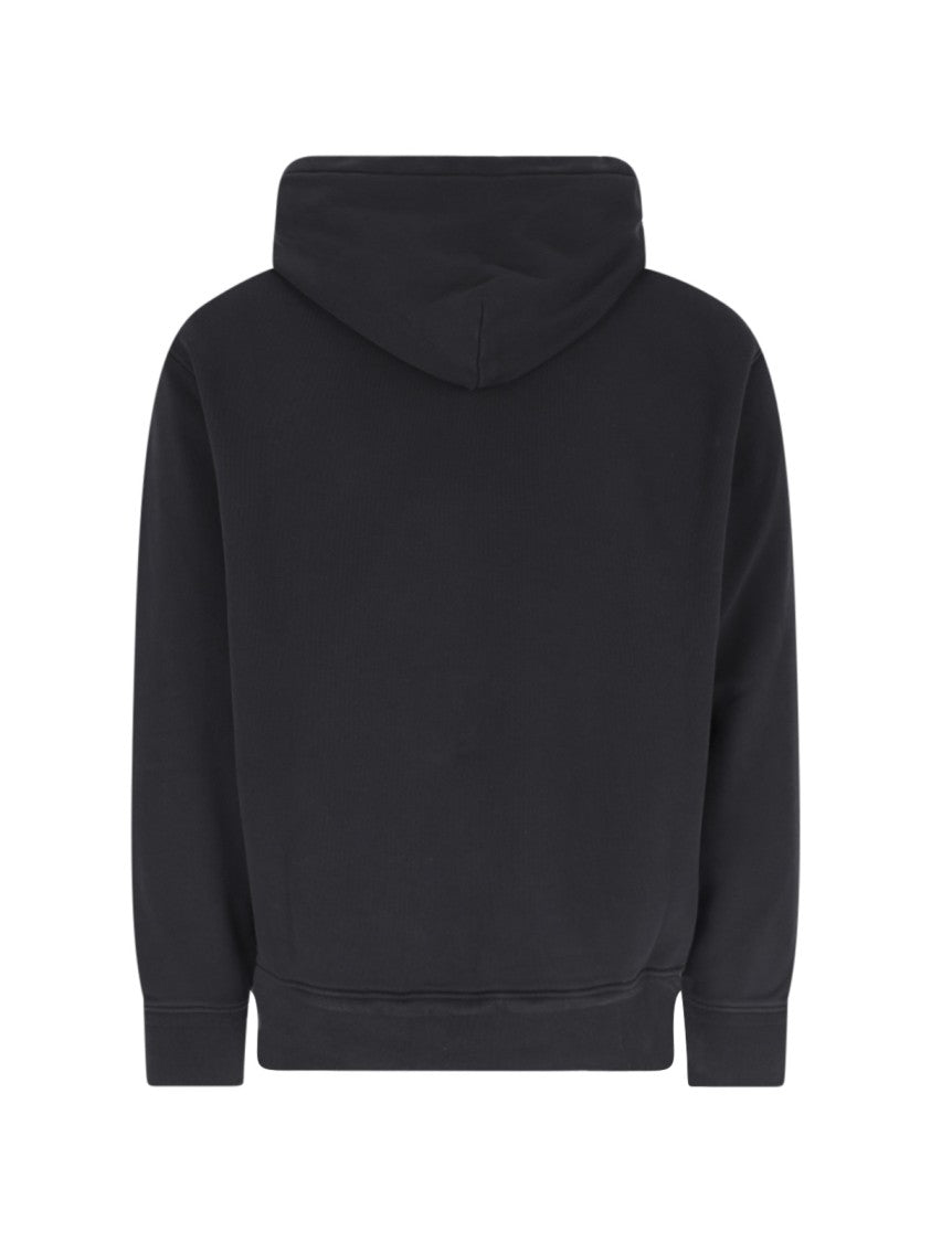 C.P. Company Black Cotton Hoodie With Adjustable Drawstring
