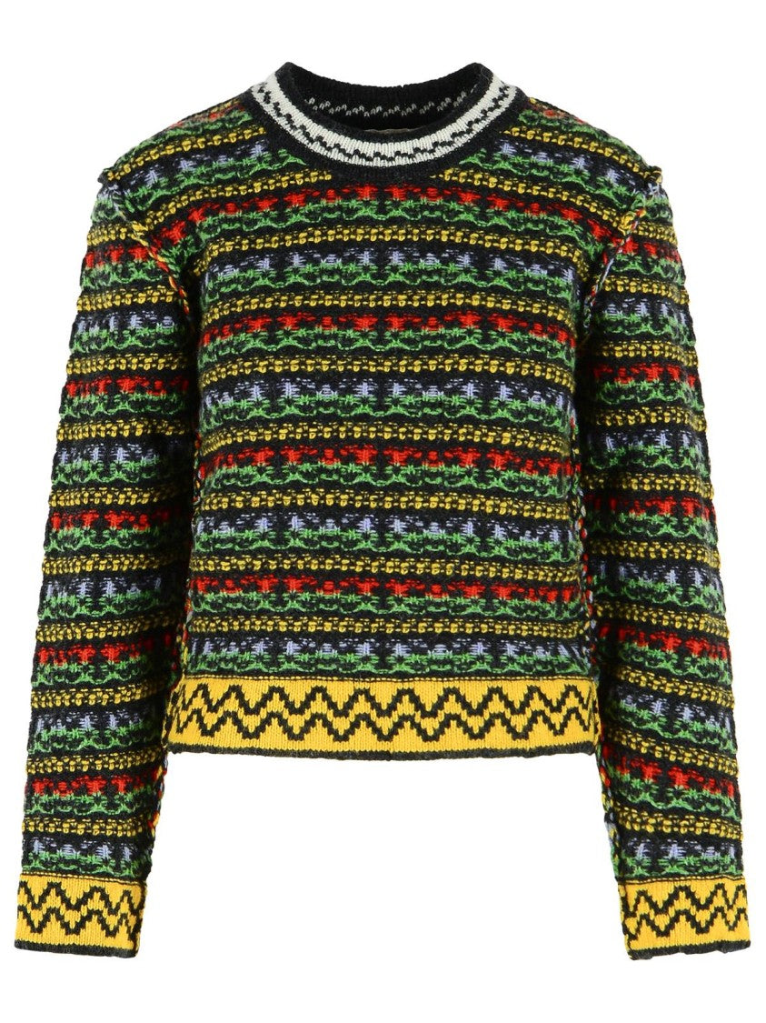 Marni Multicolor Striped Virgin Wool Sweater With Ribbed Details