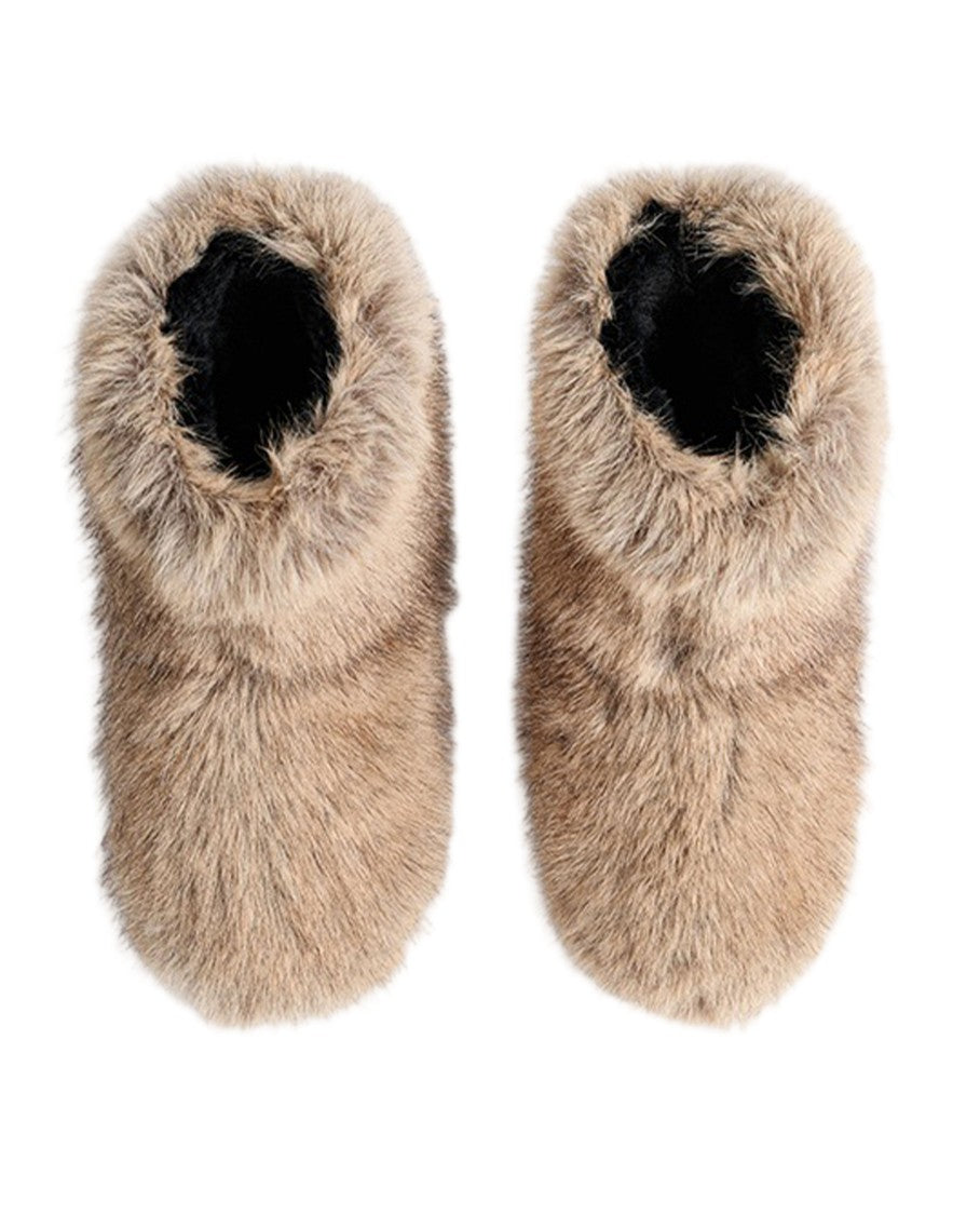 Stand Studio Plush Faux Fur Ankle Boots With Contrast Black Sole