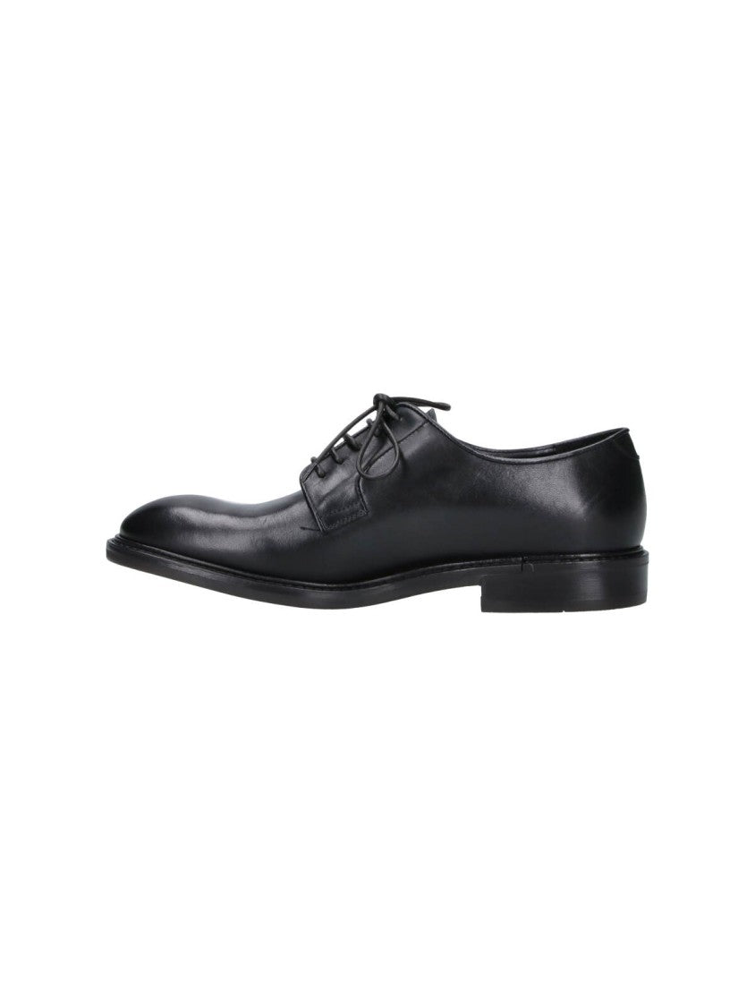 Alexander Hotto Black Rounded-Toe Leather Derby Shoes