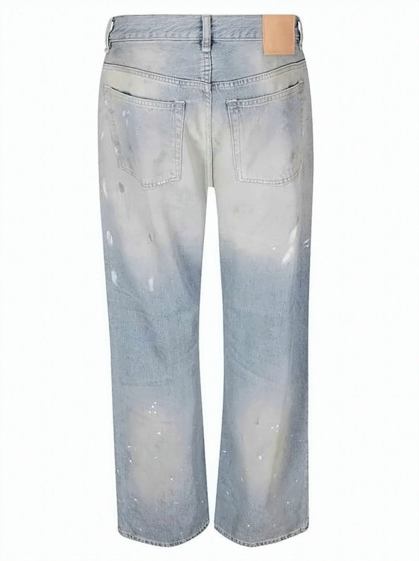 Acne Studios Light Blue Distressed Denim Pants With Relaxed Straight-Leg Fit