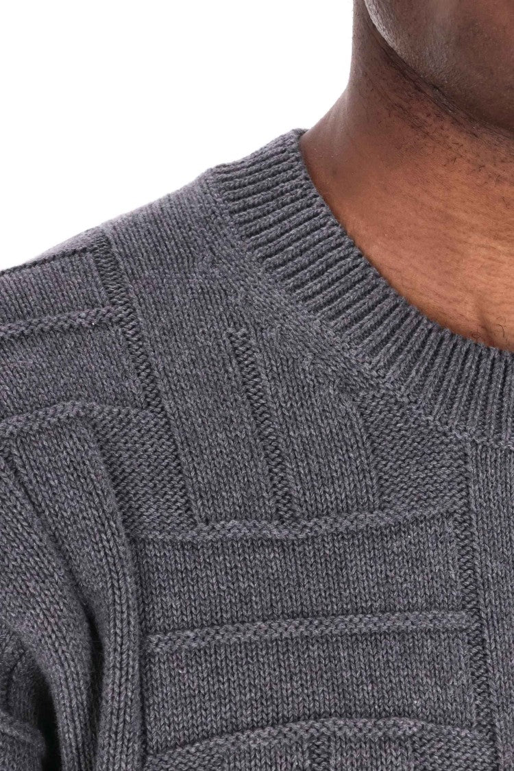 Kenzo Cropped Fit Weave Wool Crewneck Sweater