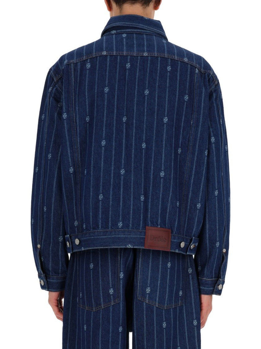 Drôle De Monsieur Indigo Denim Monogramme Jacket