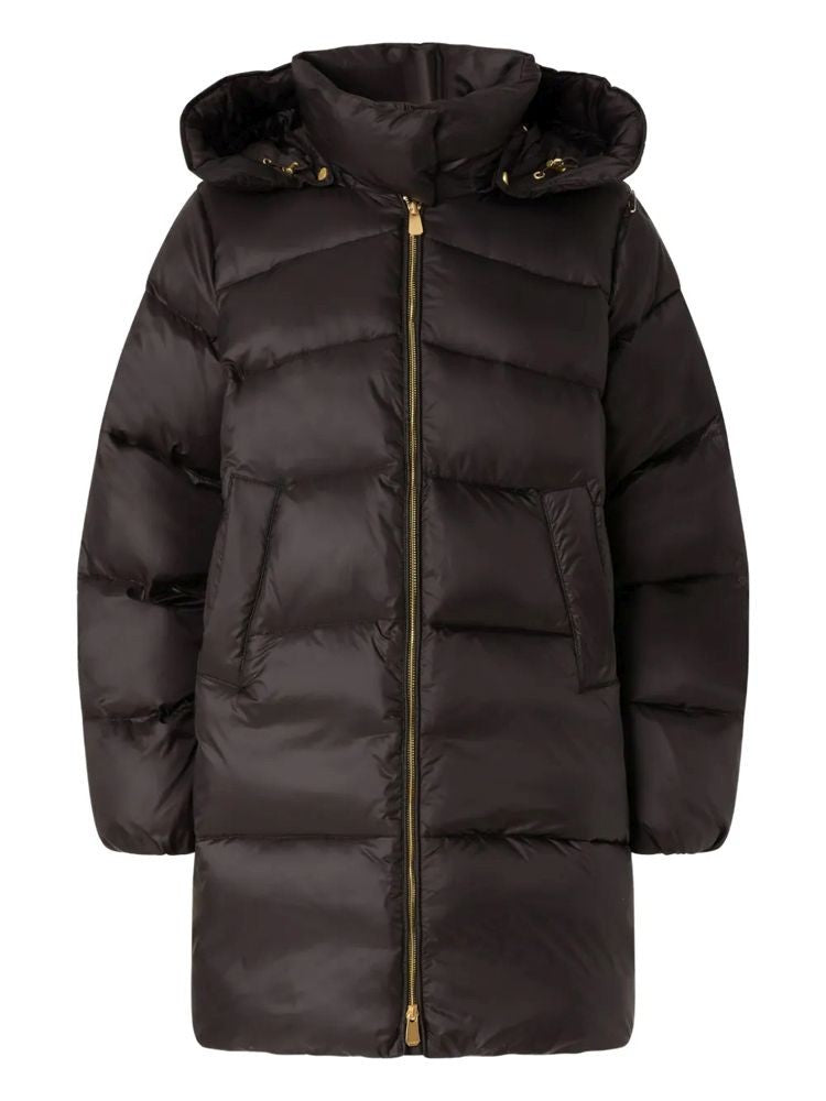 Pinko Puffer Coat With High Collar And Gold Hardware