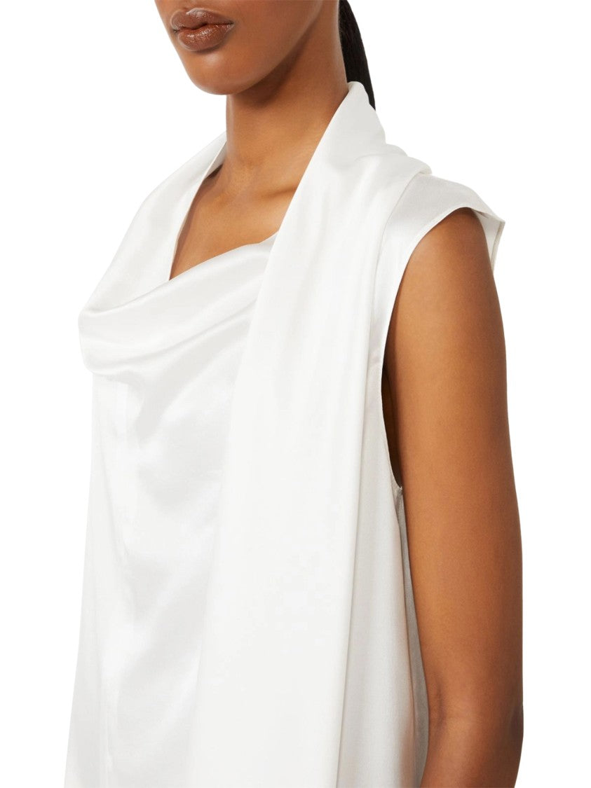 Max Mara Sleeveless Silk Top With Draped Cowl Neckline