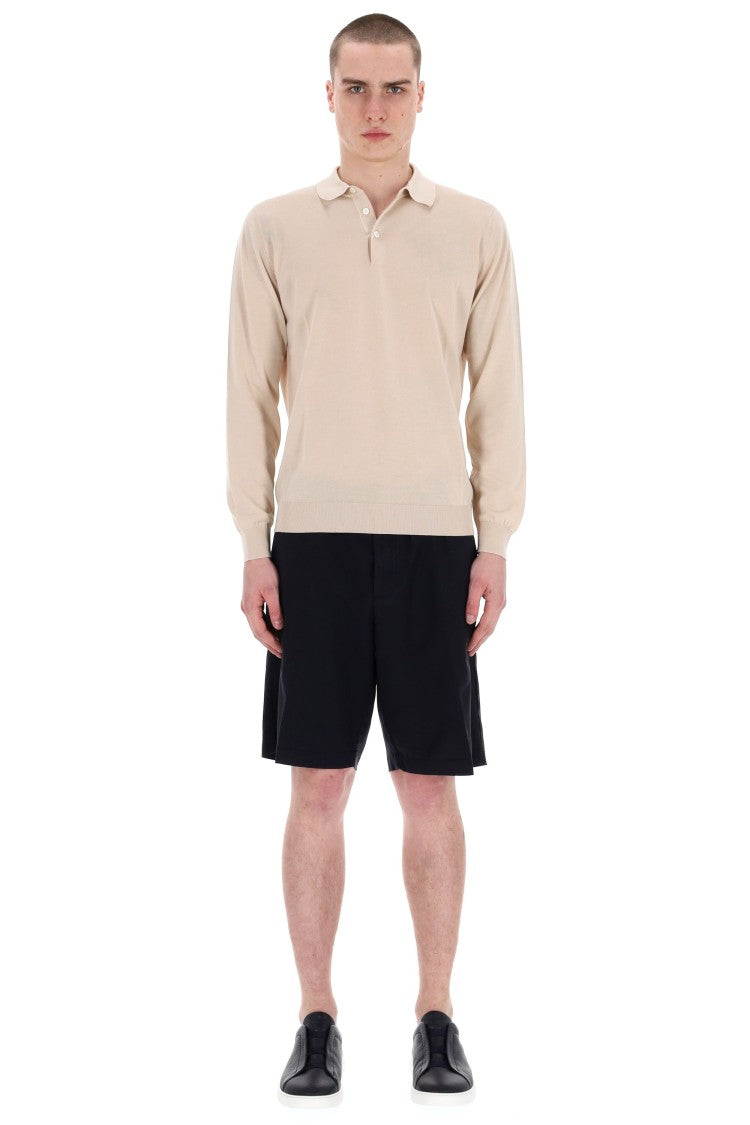 Drumohr Superlight Long Sleeve Cotton Polo