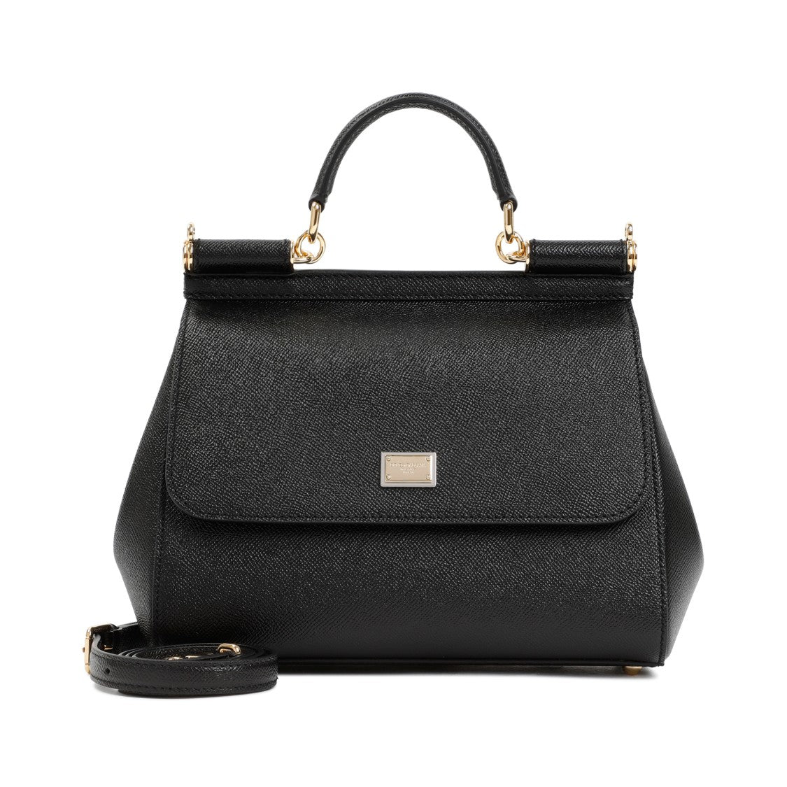 Dolce & Gabbana Black Saffiano Leather Sicily Bag