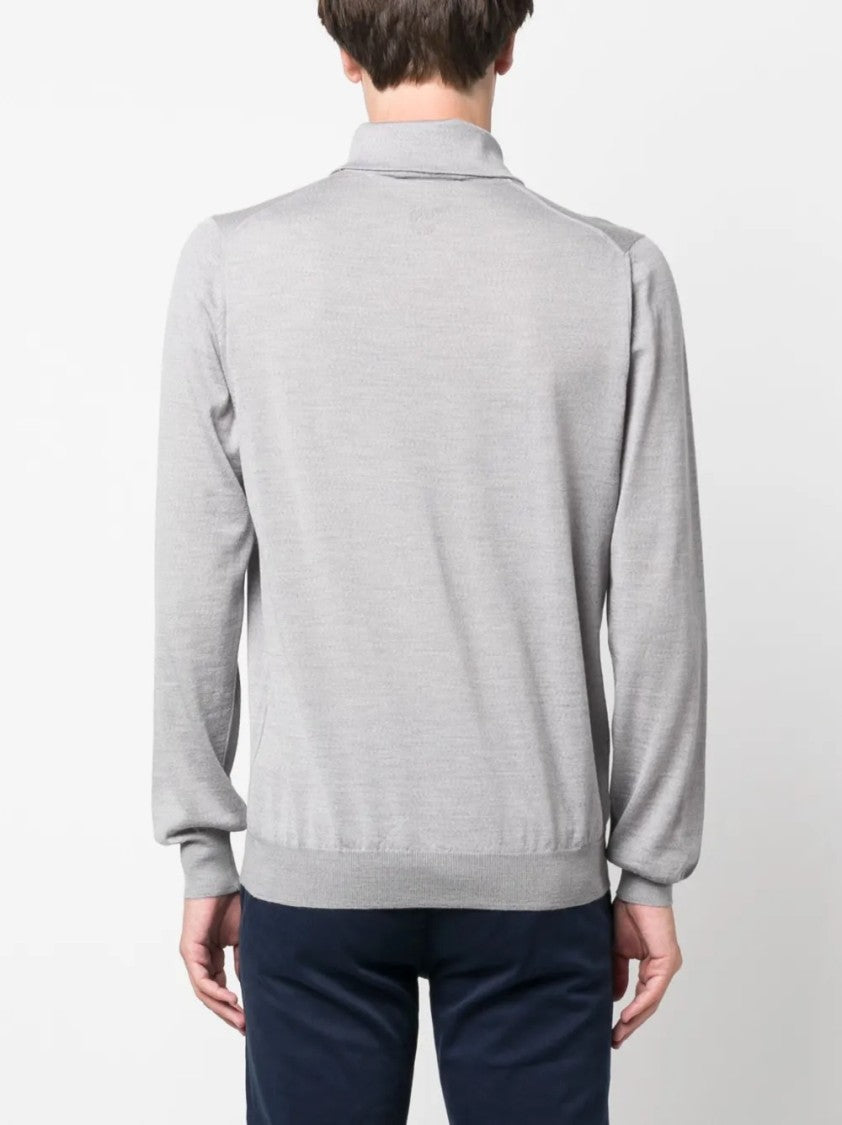 Lardini High-Neck Ribbed Knit Sweater With Tailored Fit