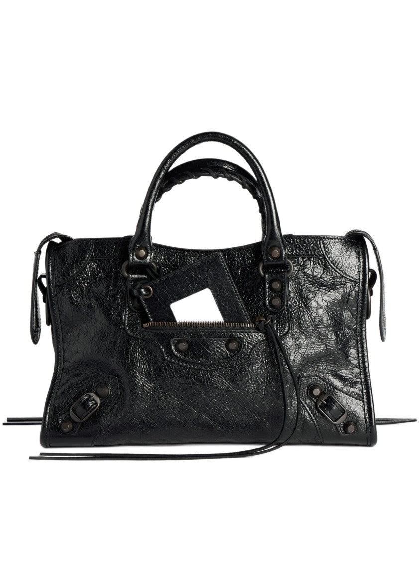Balenciaga Le City Bag S Crinkled Leather Handbag