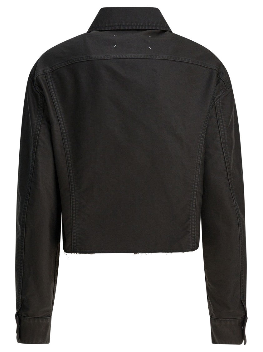 Maison Margiela Cropped Denim Jacket With Classic Collar