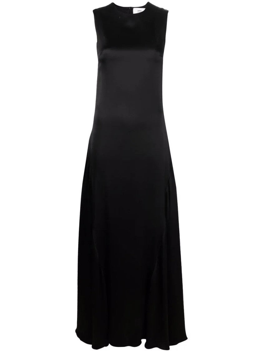 Ami Paris Sleek Sleeveless Maxi Dress With Flowing Silhouette