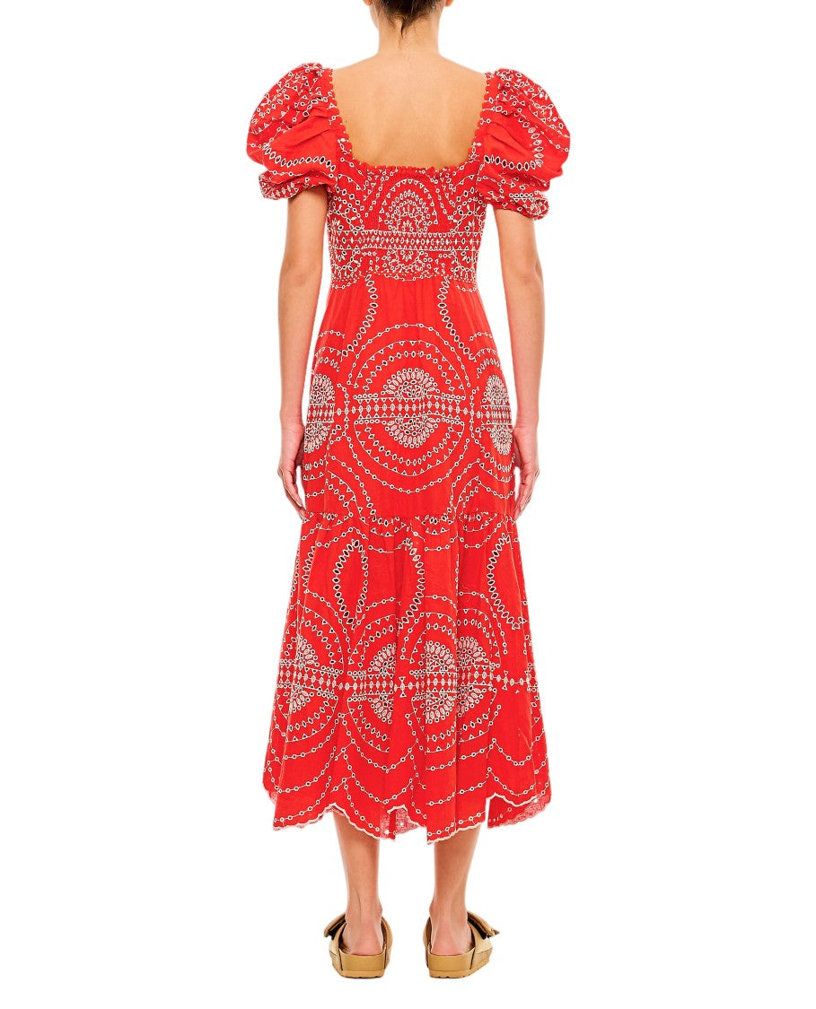 Charo Ruiz Ibiza Midi Dress With Front Button Fastening And Balloon Sleeves