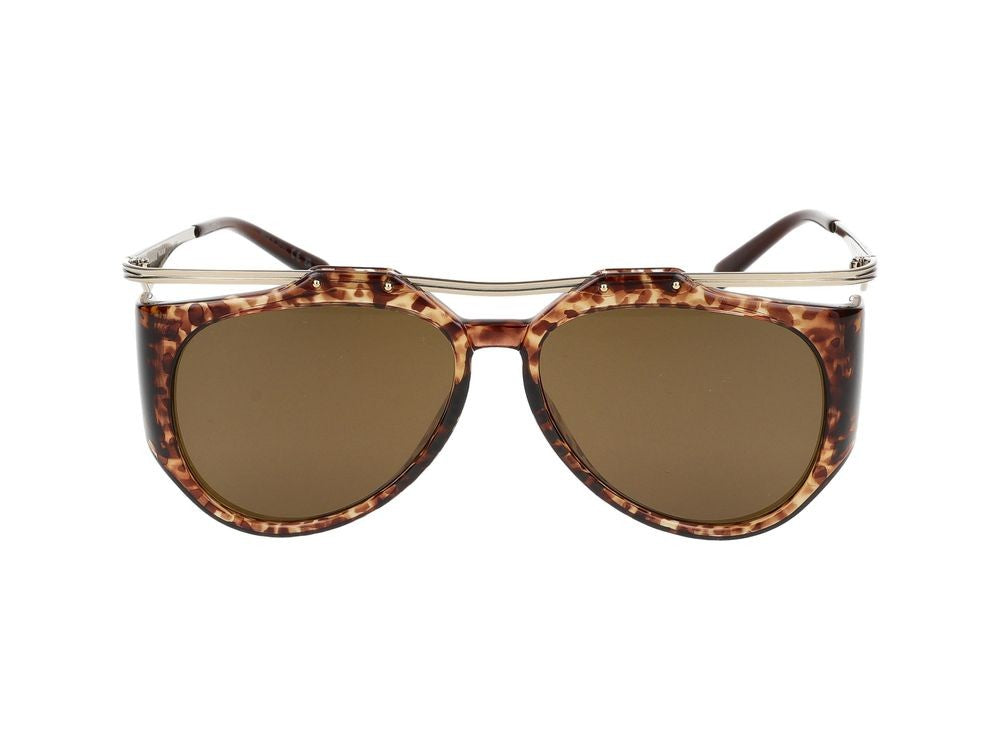Saint Laurent Havana Gold Accents Oversized Aviator Sunglasses