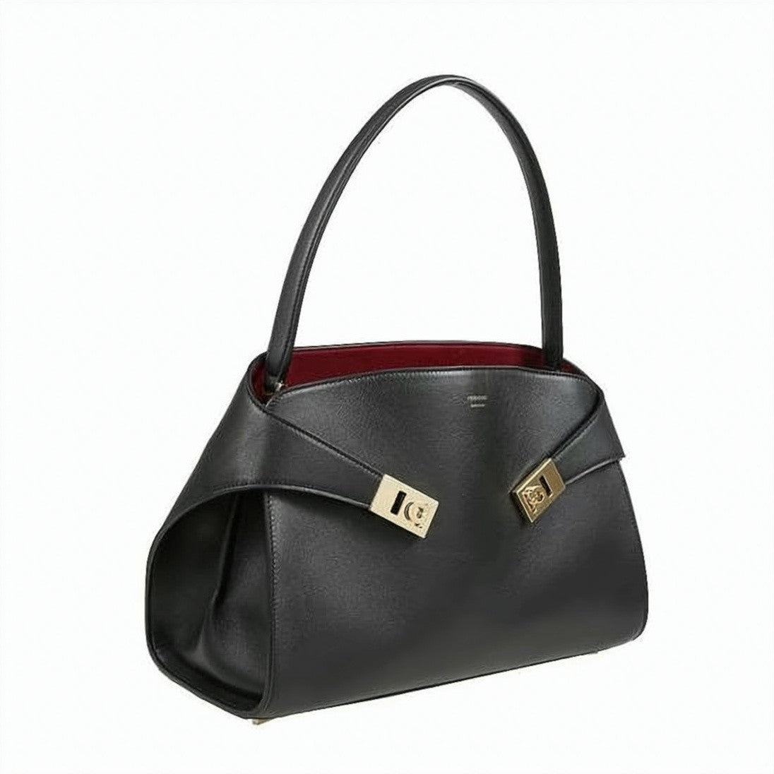 Salvatore Ferragamo Structured Black Calf Leather Shoulder Bag